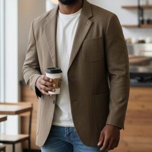 Vintage Kasper 100% Wool Tan Sport Coat Blazer Men's 42L